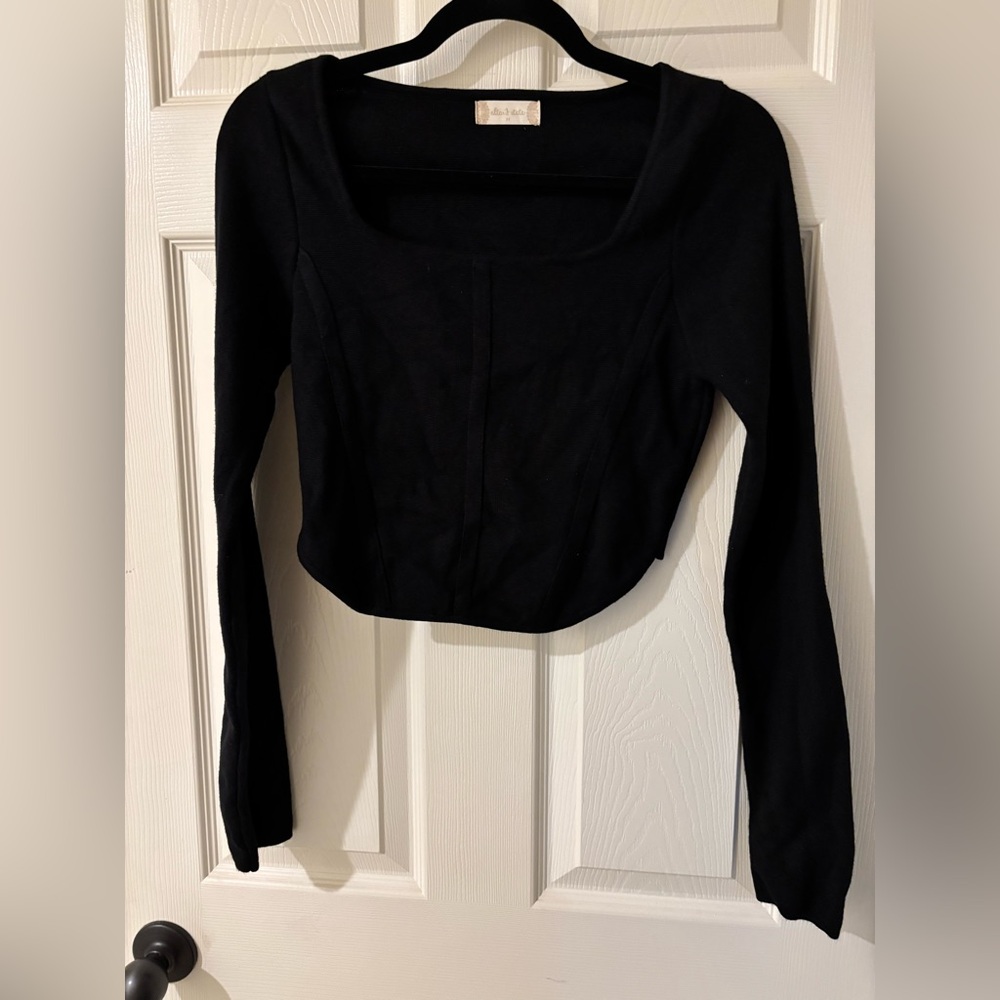 Altar'd State Black Long Sleeve Crop Top Medium